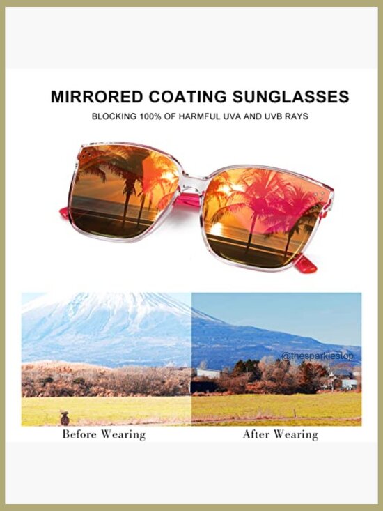 Oversized Mirrored Lens Sunglasses with UV400 Protection Polycarbonate Frame main image 2